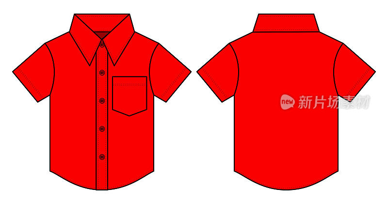 Red Uniform Shirt Vector Template For Child